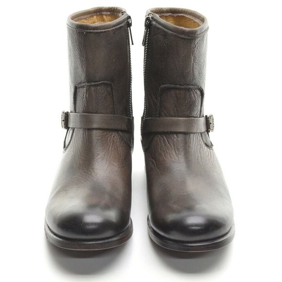 Frye Lynn Strap Short Leather Moto Chelsea Boot 6 M New - Picture 3 of 6